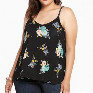 TORRID FLORAL CROCHET TRIM TANK TOP